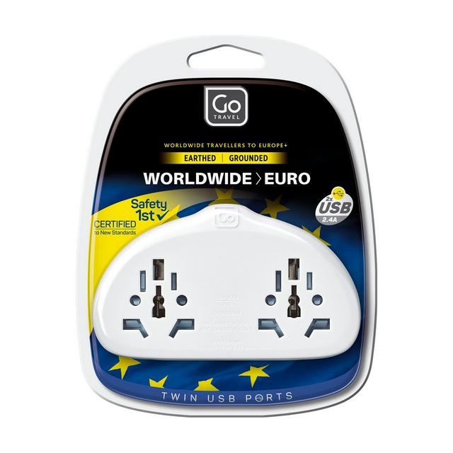 Sainsburys Go Travel World-EU Adaptor Duo USB