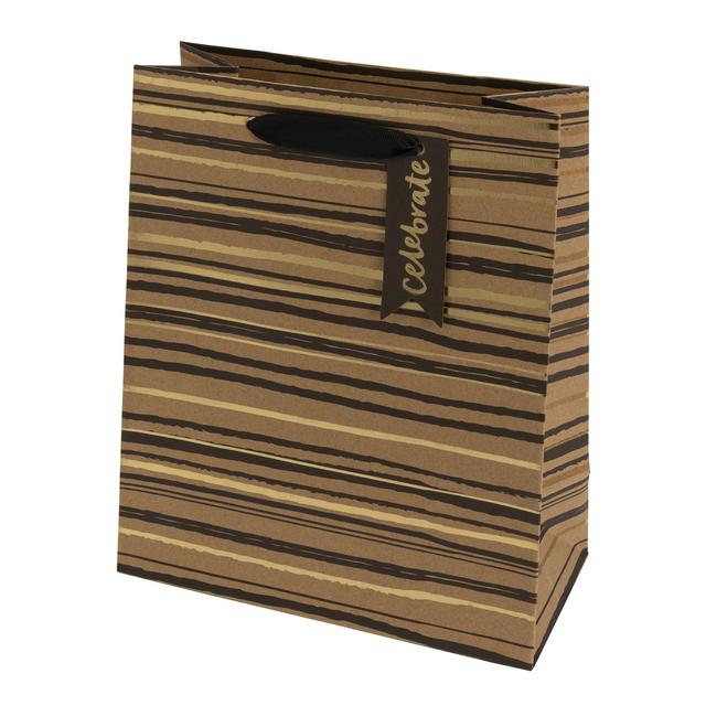 Sainsbury's Home Kraft Stripe Medium Present Gift Bag Birthday Celebration