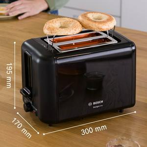 Bosch TAT3P423GB Deslineline Stainless Steel 2 Slice Toaster - Black - gallery image 3