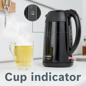 Bosch 1.7L TWK3P423GB DeslineLine Stainless Steel Cordless Kettle - Black - gallery image 4