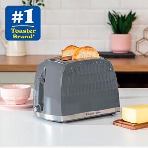 Russell Hobbs Honeycomb 2 Slice Grey Plastic Toaster 26063 - gallery image 3