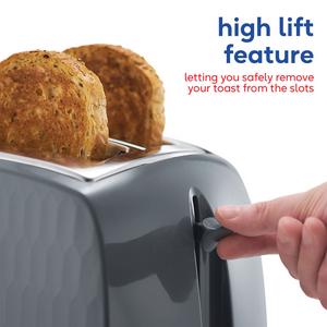 Russell Hobbs Honeycomb 2 Slice Grey Plastic Toaster 26063 - gallery image 5