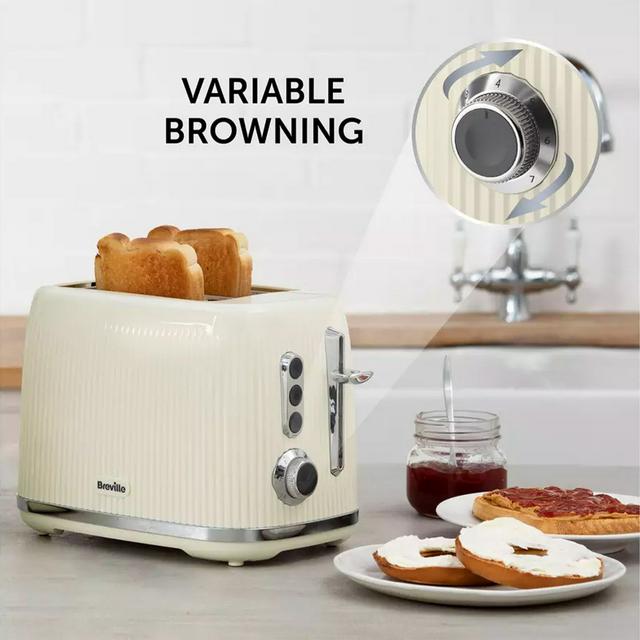 Breville VTR003 Bold Slice Toaster Cream and Silver Sainsbury's