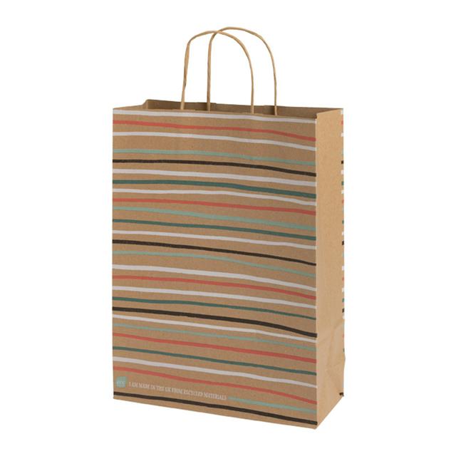 Sainsburys Sainsbury's Eco Nature Kraft Stripe Large Present Gift Bag Birthday Celebration