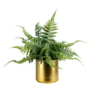 Habitat Artificial Faux Fern in Brass Pot