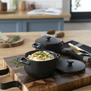 Habitat 2 Piece Stoneware Mini Casserole Dish - Black - gallery image 2