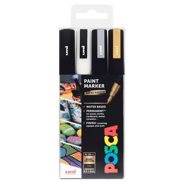 Posca Paint Markers Black White Metallic Pack Sainsbury's