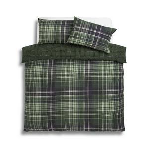Habitat Xmas Robin Check Bedding Set Green - gallery image 2