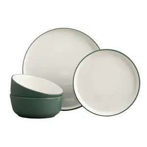 Habitat 12 Piece Two Tone Dinner Set - White Green