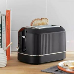 Cookworks Texture Tilly 2 Slice Toaster - Black - gallery image 2