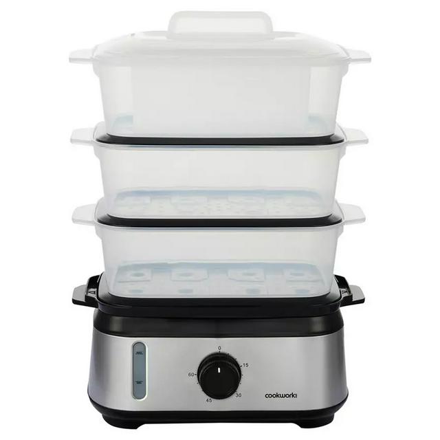 Cookworks FS1400-GS 3 Tier Steamer - Stainless Steel