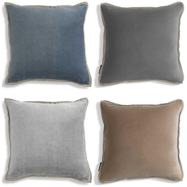 Habitat Cotton Velvet Cushion Silver 43x43cm