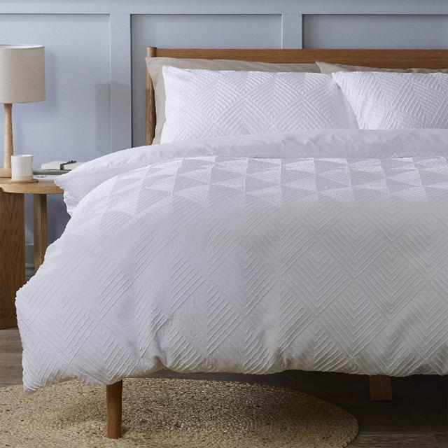 Sainsbury's Home Textured Embossed Bedding Set - White - gallery image 1