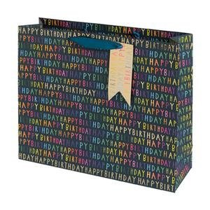 Large Birthday Gift Bag With Tissue Paper - 13" Size, 3D Floral Pattern, Includes Card (Blue Cake Design) - View #3