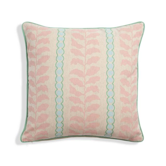 Habitat Panelled Leaf Print Cushion 43x43  - gallery image 1