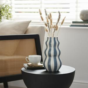 Habitat Hand Painted Stripe Vase Blue - gallery image 3