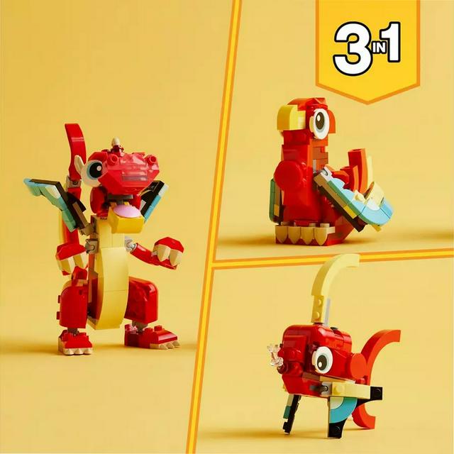 LEGO Creator 3in1 Red Dragon Toy with Animal Figures 31145