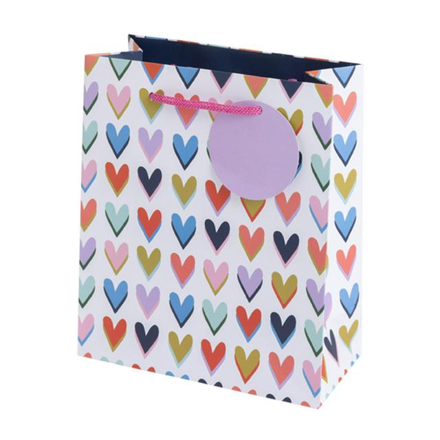 Sainsburys Sainsbury's Brights Hearts Medium Present Gift Bag Birthday Celebration