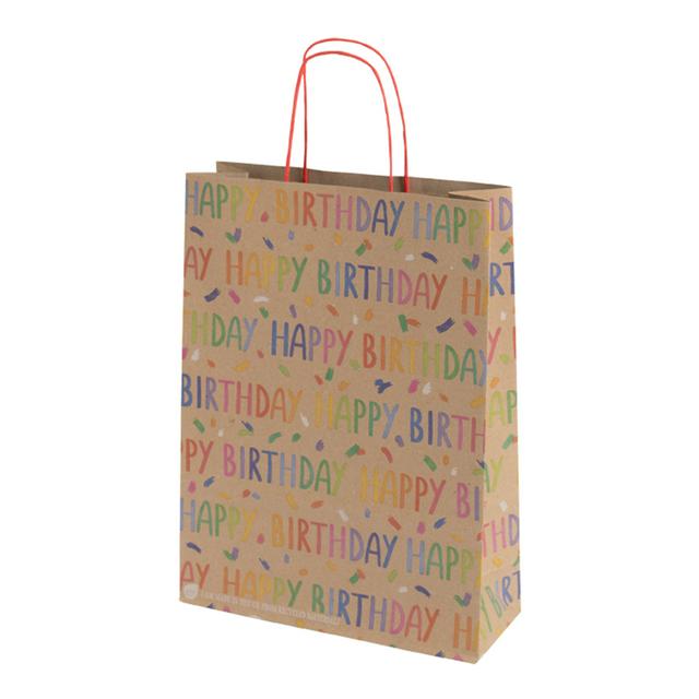 Sainsburys Sainsbury's Eco Nature Kraft Happy Birthday Large Present Gift Bag Birthday Celebration