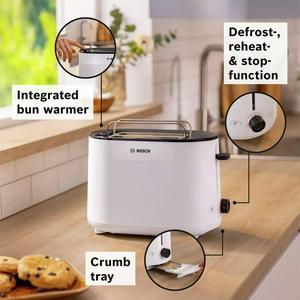 Bosch TAT2M121GB MyMoment Delight 2 Slice Toaster - White - gallery image 4