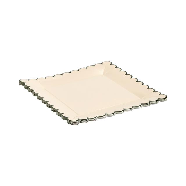 Sainsbury's Home Pack of 10 Cream Square Paper Plates With Scallop