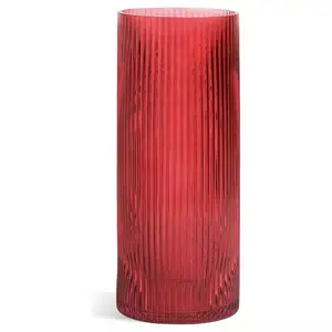 Habitat Red Ribbed Vase