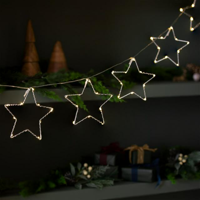 Habitat 6 White Battery LED Christmas Star String Lights - gallery image 1