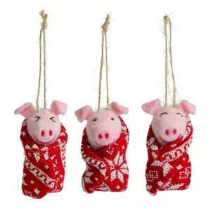 Sainsbury's Home  Christmas Decoration Pack of 3 Cosy Pigs in Blankets