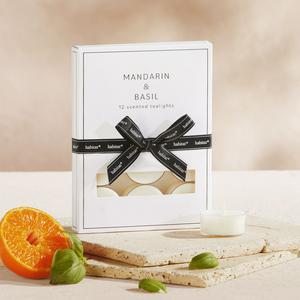 Habitat Luxe Pack of 12 Mandarin & Basil Clear Cup Tealights - gallery image 2
