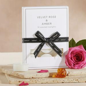 Habitat Luxe Pack of 12 Velvet Rose & Amber Clear Cup Tealights - gallery image 2
