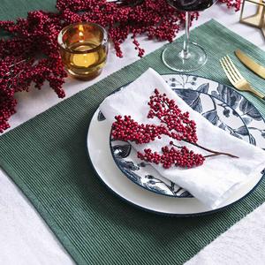 Habitat Pack of 2 Ribbed Placemats - Green - gallery image 3