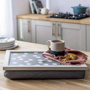 Habitat Grey Spot Lap Tray With Fabric Cushion - gallery image 2