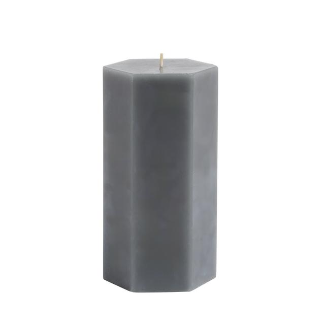 Sainsburys Habitat Large Hexagon Pillar Candle - Grey