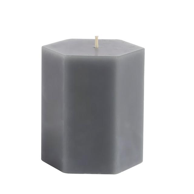 Sainsburys Habitat Small Hexagon Pillar Candle - Grey