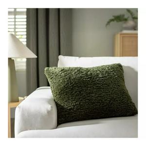 Habitat Shearling Cushion - Moss Green - 55x40cm