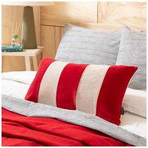 Habitat Velvet & Linen Stripe Cushion - Red - 30x50cm - gallery image 3