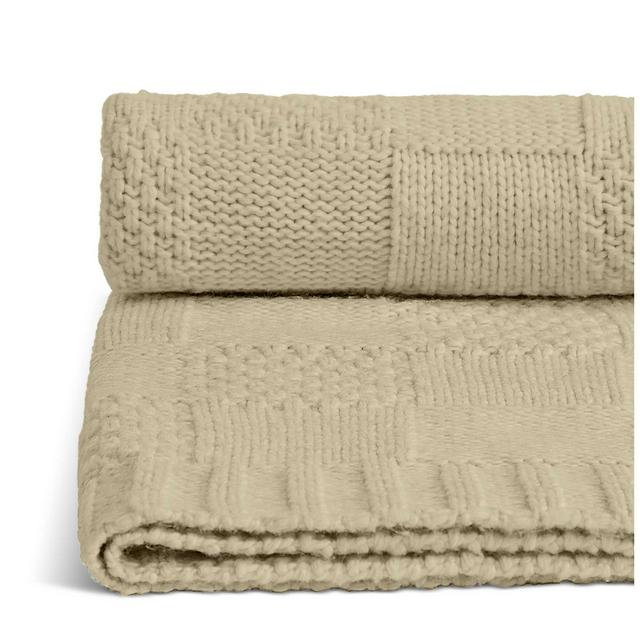 Habitat Knitted Check Throw Oatmeal 125x150cm Sainsbury s