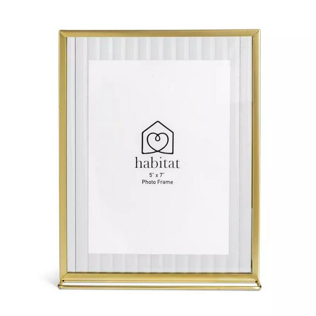 Habitat Reeded Glass Frame on Stand - Gold - 5x7"