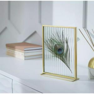 Habitat Reeded Glass Frame on Stand - Gold - 5x7" - gallery image 2