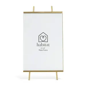 Habitat Glass Easel Photo Frame - Gold - 18x10cm