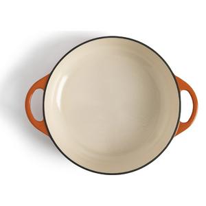 Habitat 4 Litre Cast Iron Shallow Casserole Dish - Orange - gallery image 2