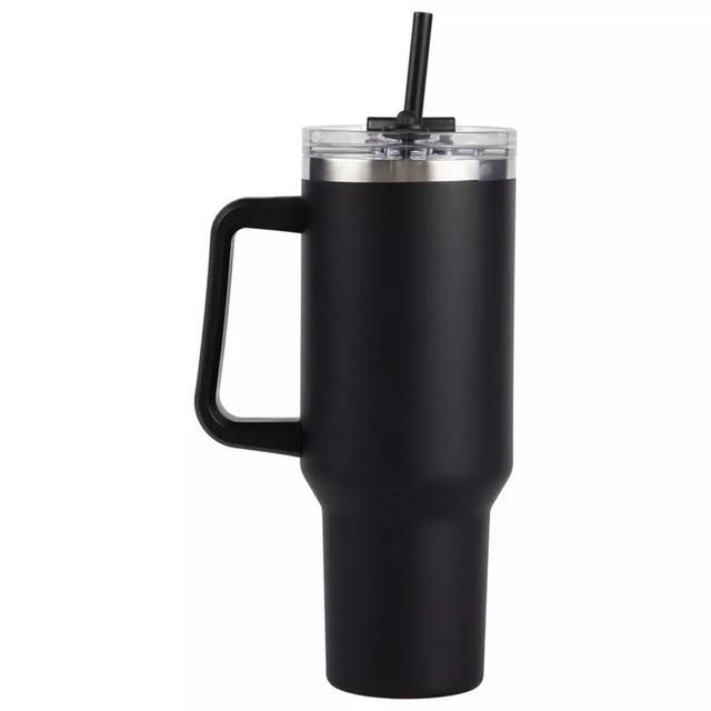 Sainsbury's Home Black Handle Stainless Steel Travel Coffee Mug - 1180ml
