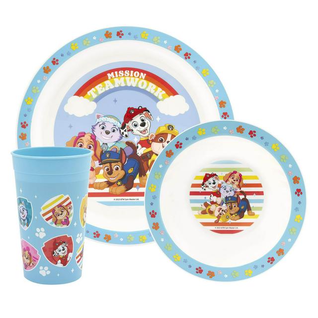 Paramount Paw Patrol Kids Plastic Dinner Set Blue Sainsbury s