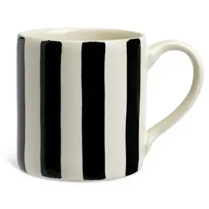 Habitat Hand Painted Stripe Mug - Black