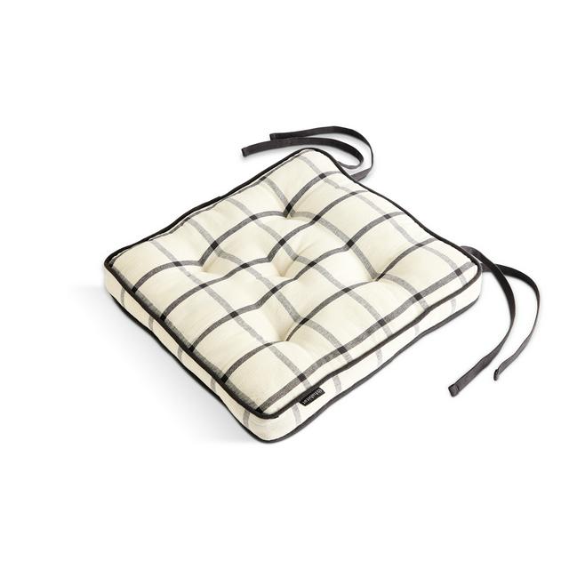 Habitat Woven Industrial Check Seat Cushion - Neutral - gallery image 1