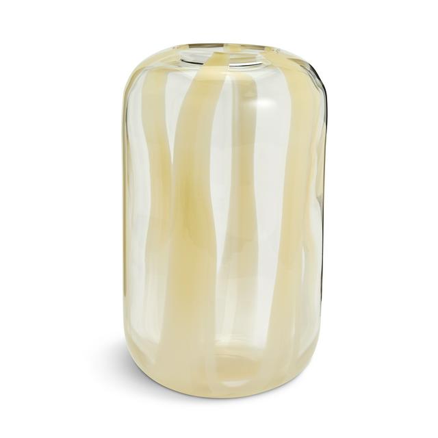 Habitat Art Glass Stripe Vase - Buttermilk