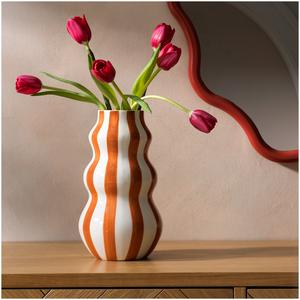 Habitat Hand Painted Rust Stripe Vase - gallery image 2