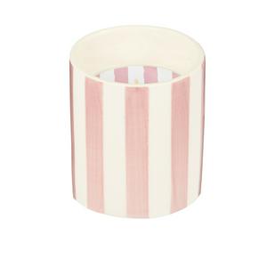 Habitat Scented Pink Stripe Ceramic Small Candle - Pepper & Cassis