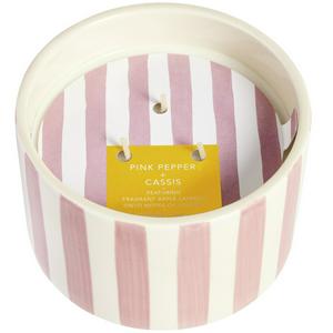 Habitat Scented Pink Stripe Ceramic Large Candle - Pepper & Cassis - gallery image 2