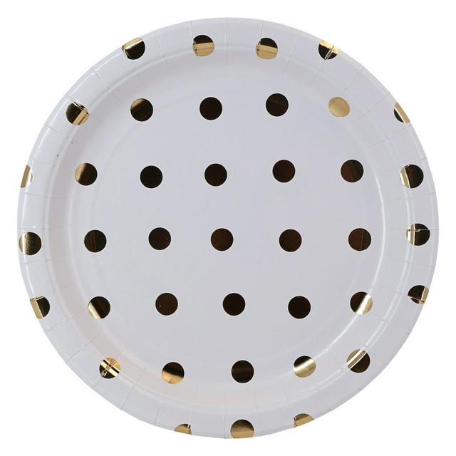 Sainsbury's Home Pack of 10 Gold Spot White Paper Plates - 23cm